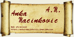 Anka Mačinković vizit kartica